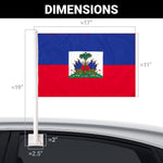 Load image into Gallery viewer, G128 2 Pack: Haiti Haitian Car Flag  11x17 In  Double LiteWeave Pro Series Double Sided Printed 150D Polyester  Flagpole Included  Perfect for Festival Celebrations, Parades
