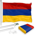 Load image into Gallery viewer, G128 Combo Pack: Flag Pole 6 FT Silver Tangle Free &amp; Armenia Armenian Flag 3x5 FT Printed 150D Polyester