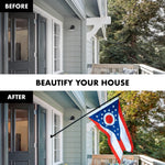 Load image into Gallery viewer, G128 Combo Pack: 5 Ft Tangle Free Aluminum Spinning Flagpole (Black) &amp; Ohio OH State Flag 2.5x4 Ft, ToughWeave Series Embroidered 300D Polyester  Pole with Flag Included