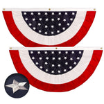 Load image into Gallery viewer, 2 Pack: USA Pleated Fan Flag 1.5x3FT Star Center Embroidered Polyester Stars and Stripes