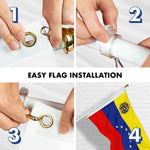 Load image into Gallery viewer, G128 Combo Pack: 6 Ft Tangle Free Aluminum Spinning Flagpole (White) &amp; Venezuela 7 Stars Venezuelan Flag 3x5 Ft, ToughWeave Series Double Sided Embroidered 210D Polyester  Pole with Flag Included