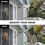 Load image into Gallery viewer, G128 Combo Pack: Flag Pole 6 FT Black Tangle Free &amp; Thin Yellow Line Flag 3x5 FT Brass Grommets Printed Polyester (Flag Included) Aluminum Flag Pole