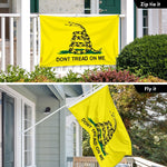 Load image into Gallery viewer, G128 Combo Pack: 6 Ft Tangle Free Aluminum Spinning Flagpole (White) &amp; Gadsden Don't Tread On Me Flag 3x5 Ft, LiteWeave Pro Printed 150D Polyester, 4 Corner Brass Grommets  Pole with Flag Included