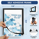 Load image into Gallery viewer, 12 Self Adhesive Sign Holder 11x17 with Magnetic Border Reusable Adhesive Frames Windows Magnetic Frames for Wall Display Peel &amp; Stick Document Sleeve Magnet Page Protector for Office School