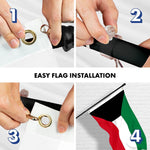 Load image into Gallery viewer, G128 Combo Pack: 6 Ft Tangle Free Aluminum Spinning Flagpole (Black) &amp; Kuwait Kuwaiti Flag 3x5 Ft, LiteWeave Pro Series Printed 150D Polyester  Pole with Flag Included