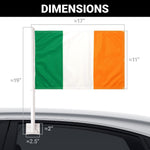 Load image into Gallery viewer, G128 2 Pack: Ireland Irish Car Flag  11x17 In  Double LiteWeave Pro Series Double Sided Printed 150D Polyester  Flagpole Included  Perfect for Festival Celebrations, Parades