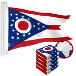 Load image into Gallery viewer, G128 5 Pack: Ohio OH State Flag  2x3 Ft  StormFlyer Series Embroidered 220GSM Spun Polyester  Embroidered Design, Indoor/Outdoor, Brass Grommets, Heavy Duty, All Weather