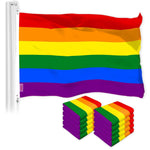Load image into Gallery viewer, G128 10 Pack: LGBT Rainbow Pride Flag  3x5 Ft  LiteWeave Pro Series Printed 150D Polyester  Indoor/Outdoor, Vibrant Colors, Brass Grommets, Thicker and More Durable Than 100D 75D Polyester
