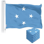 Load image into Gallery viewer, G128 5 Pack: Micronesia Micronesian Flag  3x5 Ft  LiteWeave Pro Printed 150D Polyester  Country Flag, Indoor/Outdoor, Vibrant Colors, Brass Grommets, Thicker and More Durable Than 100D 75D Poly