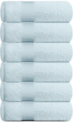 Load image into Gallery viewer, Resort Collection Soft Hand Towels 16x27 in 6 Pack Light Blue Luxury Hotel