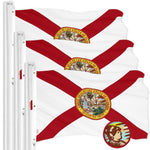 Load image into Gallery viewer, G128 3 Pack: Florida FL State Flag  5x8 Ft  ToughWeave Series Embroidered 210D Polyester  Embroidered Design, Indoor/Outdoor, Vibrant Colors, Brass Grommets