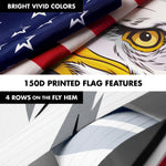 Load image into Gallery viewer, G128 Combo Pack: 6 Ft Tangle Free Aluminum Spinning Flagpole (Silver) &amp; American USA Proud and Free Eagle Flag Flag 3x5 Ft, LiteWeave Pro Series Printed 300D Polyester  Pole with Flag Included