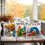Load image into Gallery viewer, Fall Decoration Pumpkin Thankful Waterproof Throw Pillow Covers 18 x 18 In Set of 4, Beautiful Cushion Covers for Autumn Thanksgiving Sofa Couch Decoration