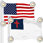 Load image into Gallery viewer, G128 Combo Pack: American USA Flag 3x5 Ft &amp; Christian Flag 3x5 Ft  Both LiteWeave Pro Series Printed 150D Polyester, 4 Corner Brass Grommets, Perfect For Balcony/Wall