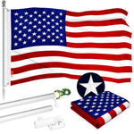 Load image into Gallery viewer, G128  5 Feet Tangle Free Spinning Flagpole (Silver) American Flag Brass Grommets Embroidered 2x3 ft American Flag Brass Grommets (Flag Included) Aluminum Flag Pole