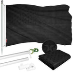 Load image into Gallery viewer, G128  6 Feet Tangle Free Spinning Flagpole (Silver) All Black USA American Flag Brass Grommets Embroidered 3x5 ft (Flag Included) Aluminum Flag Pole