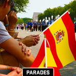 Load image into Gallery viewer, G128 50 Pack Handheld Spain Spanish Stick Flags  12x18 In  Printed 150D Polyester, Country Flag, Solid Wooden Stick, Spear Gold Tip