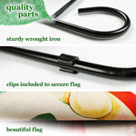 Load image into Gallery viewer, G128 Combo Pack: Garden Flag Stand Black 36 in x 16 in &amp; Garden Flag Merry Christmas Decoration Santa Gnome with Present 12x18 Double Sided Blockout Fabric