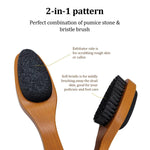Load image into Gallery viewer, Pumice Stone for Feet &amp; Foot Brush with Handle 2 in 1 Natural Wood Pedicure