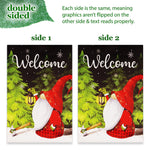 Load image into Gallery viewer, G128 Combo Pack: Garden Flag Stand Black 36 in x 16 in &amp; Garden Flag Winter Decoration Welcome Festive Gnome with Lantern 12x18 DoubleSided Blockout Fabric