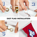 Load image into Gallery viewer, G128 Combo Pack: 6 Ft Tangle Free Aluminum Spinning Flagpole (White) &amp; Arkansas AR State Flag 3x5 Ft, Double ToughWeave Series Double Sided Embroidered 210D Polyester  Pole with Flag Included