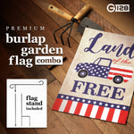 Load image into Gallery viewer, Combo Pack Garden Flag Stand Black 36x16 in and Garden Flag Patriotic