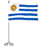 Load image into Gallery viewer, Uruguay Deluxe Desk Flag Set 8.5x5.5 In Printed 300D Polyester with Silver Dome