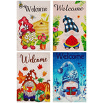 Load image into Gallery viewer, Garden Flag Set Seasonal Gnomes 12x18 4 pieces Blockout Fabric
