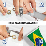 Load image into Gallery viewer, G128 Combo Pack: 6 Feet Tangle Free Spinning Flagpole (Silver) Brazil Brazilian Flag 3x5 ft Printed 150D Brass Grommets (Flag Included) Aluminum Flag Pole