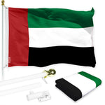 Load image into Gallery viewer, G128 Combo Pack: 6 Ft Tangle Free Spinning Flagpole (White) &amp; United Arab Emirates Flag 3x5 Ft Printed 150D Polyester, Brass Grommets (Flag Included) Aluminum Flag Pole