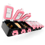 Load image into Gallery viewer, Weekly Pill Organizer 1 time a Day Pill Box 7 Day with Enhanced Waterproof Seal Pink Large compartments Hold Big Vitamins &amp; Supplements Upgraded Locking lids for Home &amp; Travel use Durable Hard case