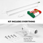 Load image into Gallery viewer, G128 Combo Pack: 6 Ft Tangle Free Spinning Flagpole (Silver) &amp; Hungary Coat of Arms Flag 3x5 Ft Printed 300D Polyester, Brass Grommets (Flag Included) Aluminum Flag Pole