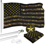 Load image into Gallery viewer, G128 Combo Pack: 6 Ft Tangle Free Aluminum Spinning Flagpole (Silver) &amp; American USA Camouflage Flag 3x5 Ft, ToughWeave Pro Series Embroidered 420D Polyester  Pole with Flag Included
