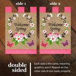 Load image into Gallery viewer, G128 Garden Flag Spring Decoration Welcome Spring Flower Wreath and Butterflies 12x18 Burlap Fabric