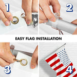Load image into Gallery viewer, G128 Combo Pack: 6 Ft Tangle Free Aluminum Spinning Flagpole (Silver) &amp; Civil Peace USA Flag 3x5 Ft, LiteWeave Pro Series Printed 150D Polyester  Pole with Flag Included
