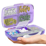 Load image into Gallery viewer, Pill Organizer Airtight Purple Pill Box Large Pill Dispenser for Home and Travel
