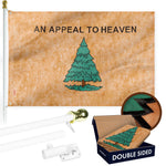 Load image into Gallery viewer, G128 Combo Pack: 6 Ft Tangle Free Aluminum Spinning Flagpole (White) &amp; An Appeal to Heaven TeaStained Flag 3x5 Ft, Double ToughWeave Pro Series DS Embroidered 420D Polyester  Pole with Flag Included