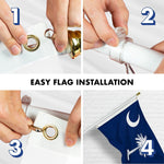 Load image into Gallery viewer, G128 Combo Pack: 5 Ft Tangle Free Spinning Flagpole (White) &amp; South Carolina Flag 2.5x4 Ft Embroidered 220GSM Spun Polyester, Brass Grommets (Flag Included) Aluminum Flag Pole