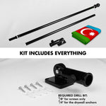 Load image into Gallery viewer, G128 Combo Pack: 6 Ft Tangle Free Aluminum Spinning Flagpole (Black) &amp; Azerbaijan Azerbaijanis Azeris Flag  3x5 Ft LiteWeave Pro Series Printed 150D Polyester  Pole with Flag Included