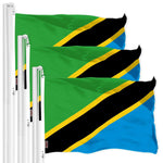 Load image into Gallery viewer, G128 3 Pack: Tanzania Tanzanian Flag  3x5 Ft  LiteWeave Pro Series Printed 150D Polyester  Country Flag, Indoor/Outdoor, Vibrant Colors, Brass Grommets, Thicker and More Durable Than 100D 75D Poly