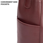 Load image into Gallery viewer, Wine Red Bucket Tote Large Genuine Leather Shoulder Bag for Women with Velvet Lining Dust Bag
