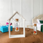 Load image into Gallery viewer, Tiny Magical Message in a Bottle Gift Idea Classy Inspirational Gifts for Him and Her Unique Presents for Women and Men (Colorful House New Home New Adventures New Memories in Wooden Frame)