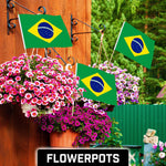 Load image into Gallery viewer, G128 12 Pack Handheld Brazil Brazilian Stick Flags  12x18 In  Printed 150D Polyester, Country Flag, Solid Wooden Stick, Spear Gold Tip