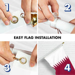 Load image into Gallery viewer, G128 Combo Pack: 6 Ft Tangle Free Spinning Flagpole (White) &amp; Qatar Flag 3x5 Ft Printed 150D Polyester, Brass Grommets (Flag Included) Aluminum Flag Pole