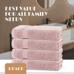 Load image into Gallery viewer, Pink Bath Towels 27x54 Inch Cotton Towel Set 4 Pack for Bathroom Hotel Gym Spa Soft Extra Absorbent Quick Dry