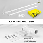 Load image into Gallery viewer, G128 Combo Pack: 6 Ft Tangle Free Aluminum Spinning Flagpole (White) &amp; Gadsden Don't Tread On Me Flag 3x5 Ft, LiteWeave Pro Printed 150D Polyester, 4 Corner Brass Grommets  Pole with Flag Included