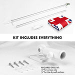 Load image into Gallery viewer, G128 Combo Pack: 6 Feet Tangle Free Spinning Flagpole (Silver) UK United Kingdom Flag 3x5 ft Printed 150D Brass Grommets (Flag Included) Aluminum Flag Pole