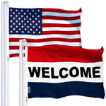 Load image into Gallery viewer, G128 Combo Pack: USA American Flag 3x5 Ft 150D Printed Stars &amp; Welcome Flag 3x5 Ft 150D Printed