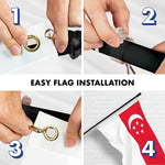 Load image into Gallery viewer, G128 Combo Pack: 6 Ft Tangle Free Aluminum Spinning Flagpole (Black) &amp; Singapore Singaporean Flag 3x5 Ft, LiteWeave Pro Series Printed 150D Polyester  Pole with Flag Included