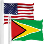 Load image into Gallery viewer, G128 Combo Pack: American USA Flag 3x5 Ft &amp; Guyana Guyanese Flag 3x5 Ft  Both LiteWeave Pro Series Printed 150D Polyester, Brass Grommets